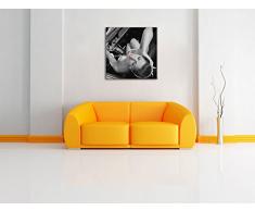 Rockabilly Retro Style schwarz/weiß, Format: 40x40 auf Leinwand, XXL riesige Bilder fertig gerahmt mit Keilrahmen, Kunstdruck auf Wandbild mit Rahmen, günstiger als Gemälde oder Ölbild, kein Poster oder Plakat