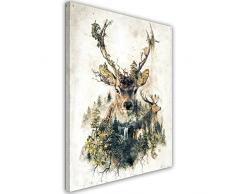 Feeby. Wandbild - 1 Teilig - 70x100 cm, Leinwand Bild Leinwandbilder Bilder Wandbilder Kunstdruck, Barrett Biggers - Natur Hirsch Brown