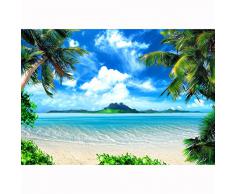 Fototapeten Strand Meer Palmen 352 x 250 cm Vlies Wand Tapete Wohnzimmer Schlafzimmer Büro Flur Dekoration Wandbilder XXL Moderne Wanddeko - 100% MADE IN GERMANY - Landschaft Natur Blau Runa Tapeten 9004011a