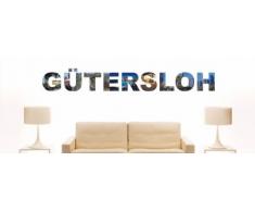 Wandtattoo farbige Wandschrift Städtename Gütersloh mit Sehenswürdigkeiten 40 x 5 cm Länge