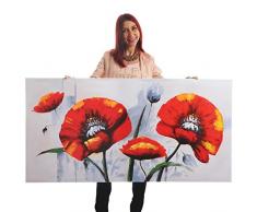 Ölgemälde Roter Mohn, 100% handgemaltes Wandbild Gemälde XL, 140x70cm