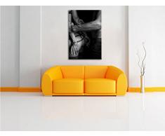 Sexy Frau in Handschellen B&W Detail, Format: 100x70 auf Leinwand, XXL riesige Bilder fertig gerahmt mit Keilrahmen, Kunstdruck auf Wandbild mit Rahmen, günstiger als Gemälde oder Ölbild, kein Poster oder Plakat