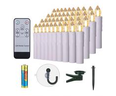 30er LED Kerzen mit 30x Batterien Timer & Fernbedienung Dimmbar warmweiß Weihnachtskerzen Lichterkette Fenster Beleuchtung inkl. Halter Set für Weihnachtsbaum Hochzeit Geburtstags Party Kirche Deko