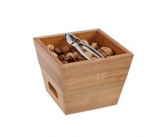 Hochwertiges Nussknacker Set Holz Nussschale Holzschale 2 Nussschalen (Edelstahl, Bambusschale Stapelbar, Schale für Nüsse)