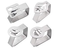 INTVN Tischdeckenklammer Edelstahl Tischdeckenhalter Tischtuchhalter Tischtuch Clips für Restaurant Partys Picknicks Buffets, 4 Stück, Silber
