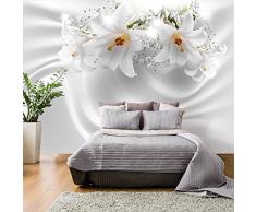 murando - Fototapete Blumen Lilien 400x280 cm - Vlies Tapete - Moderne Wanddeko - Design Tapete - Wandtapete - Wand Dekoration - Blume Abstrakt weiß 3D Optisch Illusion b-C-0158-a-a