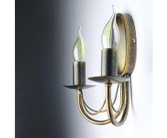 Wandleuchte antik antik-braun 2-flammig E14 bis 60W Landhaus Leuchte Wandlampe rustikal Wohnzimmer Schlafzimmer Lampen Flur Wandleuchter