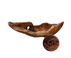 Cepewa Holzschale XL aus Teak Holz in Handarbeit gefertigt | Dekoschale | große Obstschale rund und länglich 50/60 cm (L ca. 60 cm)