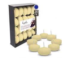Hyoola Premium Schwimmkerzen, 5,1 cm, 4 Stunden, elfenbeinfarben, 20 Stück, Europa hergestellt
