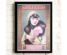 yiyiyaya Wand Leinwand für Schlafzimmer No Frame Beauty Lady in China Vintage nordischen Poster Leinwand Kunstdruck Gemälde für Bar Cafe Quadros Decoracion Gemälde-40x60_cm_No_Frame_Brown