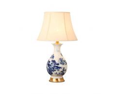 -Tischlampe Tischlampe im chinesischen Stil Voll Kupfer Stoff blau und weiß Porzellan-Vase Tischlampe Study Schlafzimmer Nacht Living Room Hotel dekorative Lampe Tischlampe Nachttischlampe