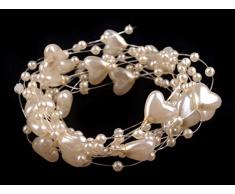 2m 10m 60m Herzen Perlenband Perlenkette Perlengirlande Perlenschnur Hochzeit Deko Perlen Tischdeko Meterware (Creme, 2 Meter)