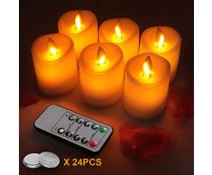 LED Kerzen, Flammenlose Kerzen Licht 7.5CM Satz Set aus 6 batteriebetrieben - Flackernde Kerzen realistischen tanzenden LED Flammen und 10-Tasten Fernbedienung mit 2/4/6/8-Stunden Timer