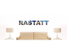 Wandtattoo farbige Wandschrift Städtename Rastatt mit Sehenswürdigkeiten 96 x 14 cm Länge