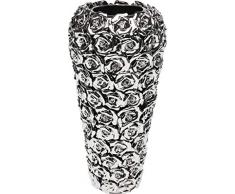 Vase Rose Multi Chrom Small, kleine, dekorative Blumenvasen, hohe moderne Bodenvase, silber (H/B/T) 36,5x17,5x17,5cm