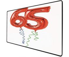 Mauspad-Spielfunktion 65. Geburtstagsdekorationen Dicke wasserdichte Desktop-Mausmatte Geburtstag Luftballons Alter fünfundsechzig freudige Partei Objektbild,rot,grün,blau rutschfeste Gummibasis