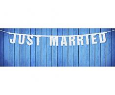 Große Girlande Just Married weiss-glitzer Deko Hochzeit Hochzeitsgirlande