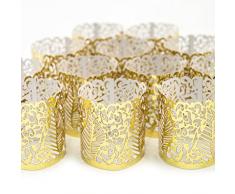 Frux Home and Yard Led Papier Votiv Kerzenständer Teelichthalter 48 Gold Farbige Dekorative Kerzenhalter/Halter für Flammenlose Teelichter und Votivkerzen