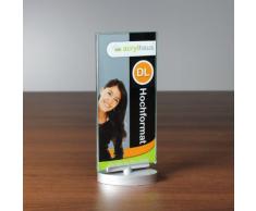 Acrylglas Werbeaufsteller / Speisekartenhalter / Werbeschild / DIN Lang (1/3 DIN A4) Hochformat drehbar um 360°
