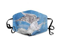 Gesichtsdekorationen,Gesichtsbedeckung,Unisex Staubdichter,Mundschutz,Gesichtsschutz, Heilige Engelsfigur Jungfrau Fliegt Über Frohe Weihnachtssterne Mystischer Druck
