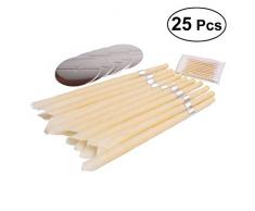 Supvox Ohrwachskerzen Bienenwachs Kerzenkonus Orange ungiftig Zylinder Dufthohlkegel Kerzen mit Stopfen Gesunde Pflege Wachsentfernung mit 5er Trays und 10er Tupfer