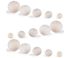 AONER 400 Stück Natürliche Runde Holzperlen Natur zum fädeln Holzkugeln mit Loch zum basteln Bastelperlen Holz Wooden Beads für DIY Schmuck Herstellung, 5 Größen (6 mm/8 mm/10 mm/12 mm/14 mm)