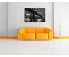 Manhatten Brücke New York Kunst B&W, Format: 100x70 auf Leinwand, XXL riesige Bilder fertig gerahmt mit Keilrahmen, Kunstdruck auf Wandbild mit Rahmen, günstiger als Gemälde oder Ölbild, kein Poster oder Plakat
