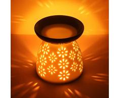 cmxing Duftlampe mit kerzenhalter Duftlampe aus Keramik Aromalampe Weiß (Blume)