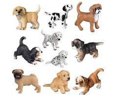 FLORMOON Hundefiguren Realistische Tierfigur 10pcs niedlichen Welpen Figuren handgemalte emulational Hund Figuren Spielzeug-Set, Bona Puppy, Golden Retriever, Dalmatiner Welpe für Kinder Kleinkinder