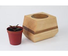 WoodBi | Vase für Kaktusse aus Holz | Holzvase für Kakteen aus zwei Holzarten | Kleine Dekovase