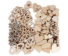 JNCH 400 STK / 4 Größen Holzscheiben Deko zum Basteln Holz Scheiben Herz klein Holzherz Dekoration Streudeko Tischdeko Verzierungen für DIY Handwerk Hochzeit Weihnachten Geburtstag Taufe Herzen