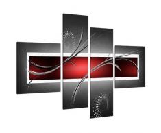 Wallfillers Canvas Kunstdruck auf Leinwand Motiv: Abstrakt Rot/Grau 4091