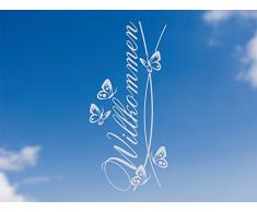 GRAZDesign Fenstertattoo Willkommen, Fensterbild für Eingangsbereich, Fensterfolie für Glastür / 87x40cm