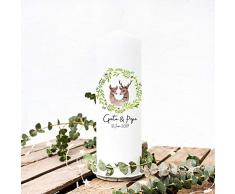 ilka parey wandtattoo-welt Hochzeitskerze Kerze zur Hochzeit Trauung Traukerze Vermählung mit Blumenkranz REH Rehpärchen Wunschnamen & Datum wk98