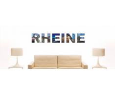 INDIGOS UG - WANDTATTOO / Wandsticker / Wandaufkleber / Aufkleber farbige Wandschrift Städtename Rheine mit Sehenswürdigkeiten 80 x 14 cm Länge