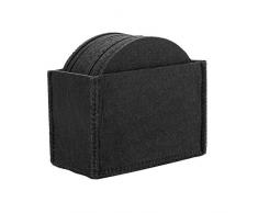 Chen Rui(TM 10 Stück Untersetzer Filzuntersetzer Rund Premium Set mit Box Glasuntersetzer in Schwarz für Glas Getränke Gläser Tassen