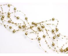 SiDeSo® Perlengirlande 5 Stück á 1,3m Tischdeko Hochzeit (gold)