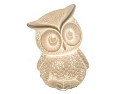 Formano Eule als Deko-Lampe Tischleuchte Nachttischlampe Nachttischleuchte Stimmungslampe Porzellan-Lampe Weiss 20cm