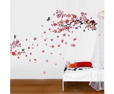 Walplus Wand Sticker Combo Rosa Affe Baum Plus Rot Blüten - Büro Heim Dekoration, 190cm x 140cm, PVC, Abnehmbare, Selbstklebend, Multi-Color