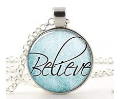 Believe Halskette, Pray Believe Faith Inspirierende Menschen Kunstdruck Halskette, Jesus Foto Geschenk Halskette