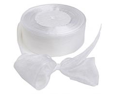 Wowot Organzaband, weiß, 45 m, schimmernd, durchscheinende, für Bastelprojekte, Handwerk, Hochzeit, Party-Dekorationen (Breite: 4 cm)