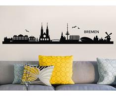 Wandora Wandtattoo Skyline Bremen I schwarz (BxH) 100 x 19 cm I Wohnzimmer selbstklebend Sticker Aufkleber Stadt Städte der Welt Wandsticker Wandaufkleber W1366