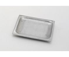 Kerzenteller, Dekoteller, Kerzenuntersetzer rechteckig 10x7 cm, Silber matt, für Kerzen, Hochzeitskerzen, Taufkerzen