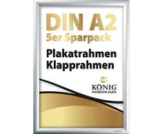 5 Plakatrahmen DIN A2 | 25mm Aluminium Profil, Silber | inkl. entspiegelter Schutzscheibe und Befestigungsmaterial | Alu Klapprahmen Wechselrahmen Posterrahmen | 5er Sparpack | Dreifke®