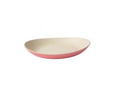 BIOZOYG Hochwertiges Bambus Teller Set I Kinderteller Kuchenteller Snackschale Servierteller I Bio Bambus Geschirr I 4 x ovale Speiseteller Melamin Natur weiß/rosa, 22,5 x 19 cm