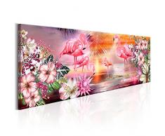 murando - Bilder Flamingos 150x50 cm - Leinwandbild - 1 Teilig - Kunstdruck - modern - Wandbilder XXL - Wanddekoration - Design - Wand Bild - Natur Landschaft Blumen Flamingo Hawaii Meer g-C-0051-b-b