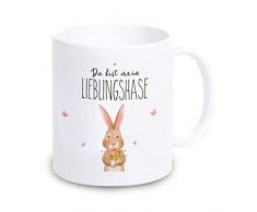 4you Design Tasse Du bist Mein Lieblingshase! Ostertasse Geschenk-Idee Ostern Spruch Liebe Oster-Hase Freundin Freund