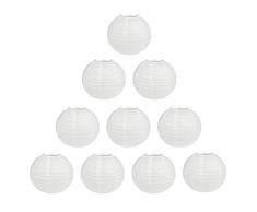 TSSS 10 Stück 25cm Weiß Rund Papier Laternen Kugel-Form Lampenschirm Für Hochzeit Kirche Garten Party Dekoration