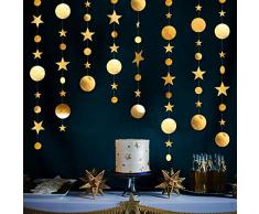 BESTZY 4PCS 4 Meter Runde Papier Girlande Kreis Punkte Hängend Girlande Glitzergirlande Sternengirlande Konfetti Gold Mehrfarbig Papierstern Dekorationen für Geburtstag