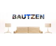 INDIGOS UG - WANDTATTOO / Wandsticker / Wandaufkleber / Aufkleber farbige Wandschrift Städtename Bautzen mit Sehenswürdigkeiten 80 x 11 cm Länge